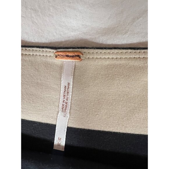 Free People Womens Striped Maxi Skirt SZ M Black & Beige Cotton/Spandex - Picture 4 of 8